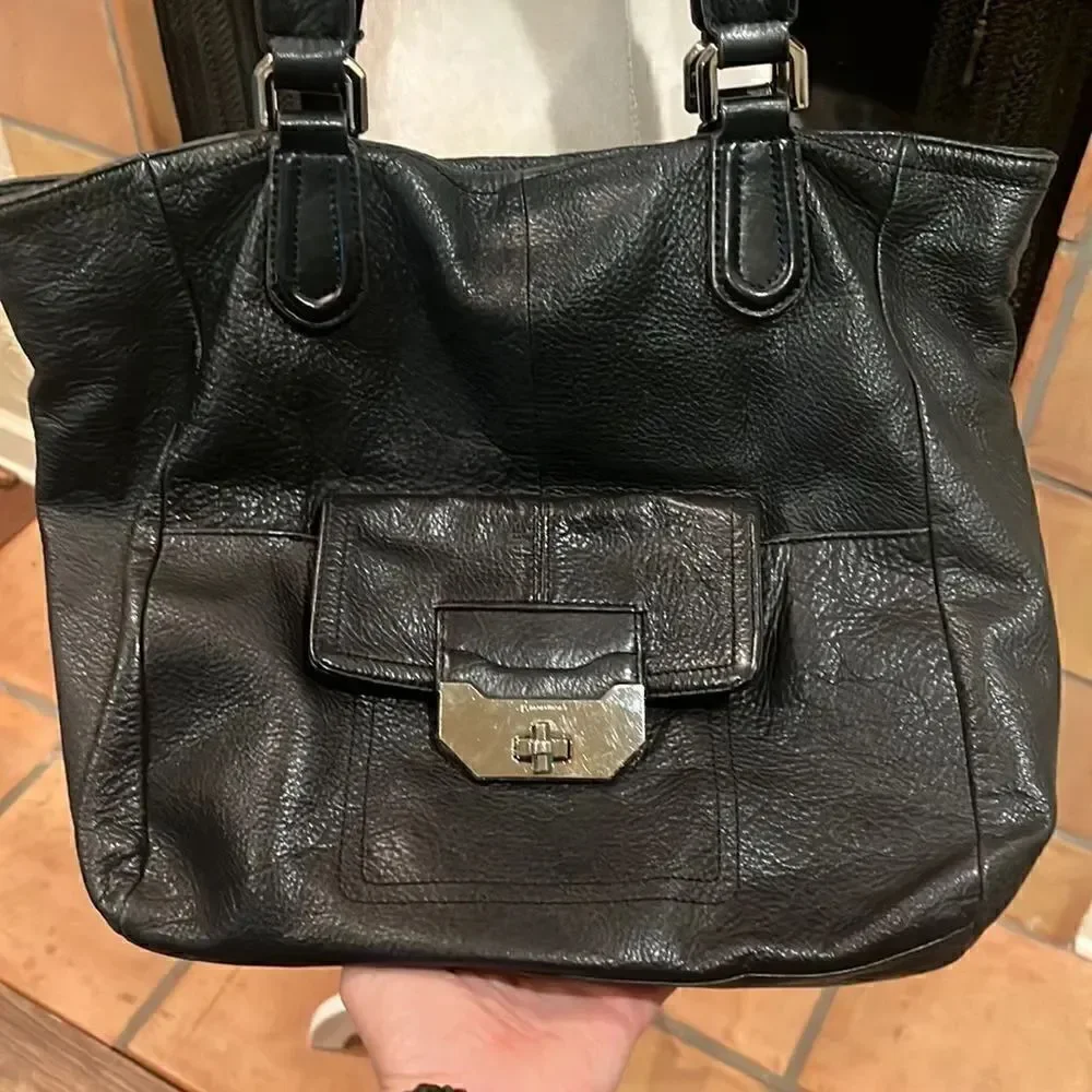 B. Makowsky black pebbled leather tote!